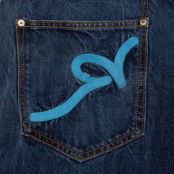 Rocawear Jeans Mens Size 38 Measures 37x32 Dark Blue Embroidered Cotton Denim - Picture 12 of 16